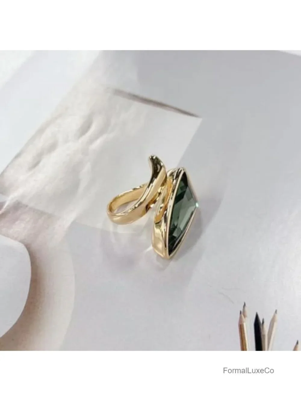 Triangle Statement Ring Adjustable Wrap Band Chunky Rhinestone Jewelry